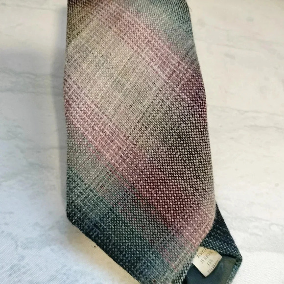WoolCroft by Wembley Wool Blend Striped Skinny 3" Tie Necktie Woven - Picture 6 of 8